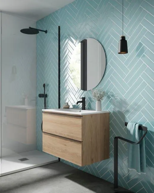 Mueble de baño con lavabo Bora castaño mate 80x45 cm