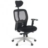 Silla teletrabajo ergonómica Hazuki, brazos 3D, espuma inyectada, red - Negro