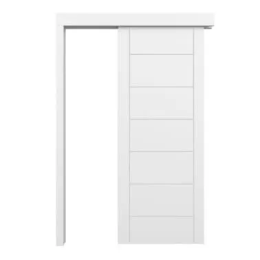 Kit de puerta lacada corredera con guía de superficie córcega 203 x 72,5 cm