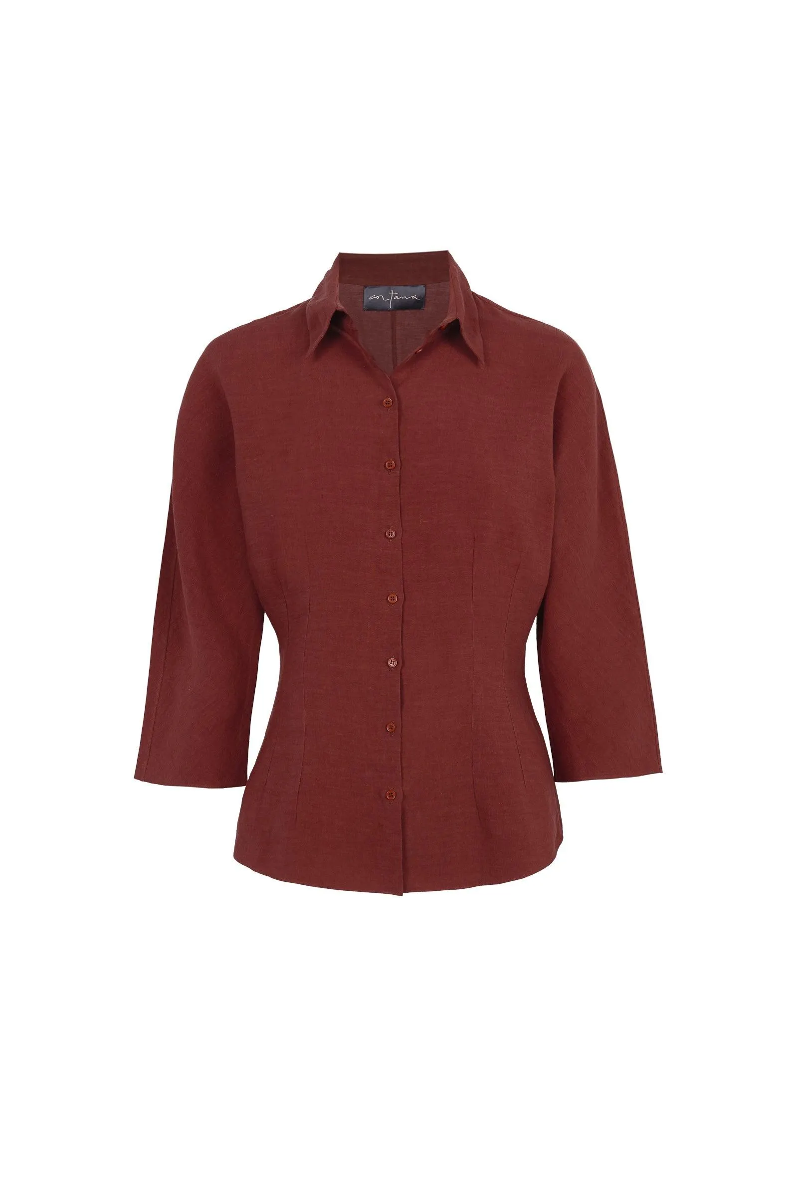 Theresa, camisa en lino rojo