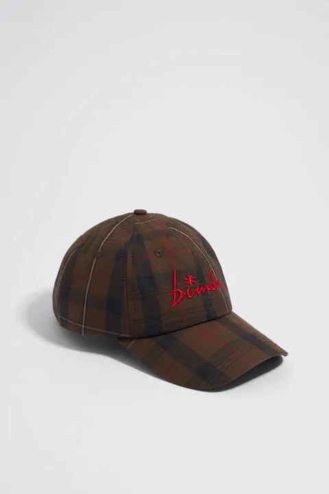 Gorra cuadros algodón marrón