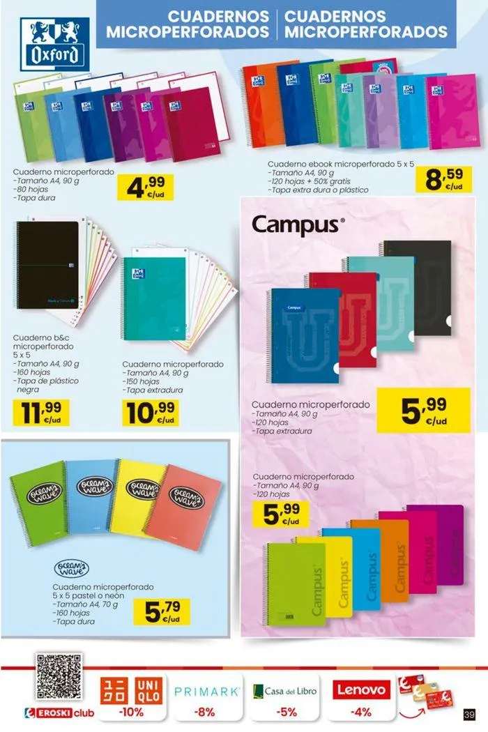 Catálogo de Ofertas Vuelta al Cole EROSKI 22 de agosto al 18 de septiembre 2024 - Página 39