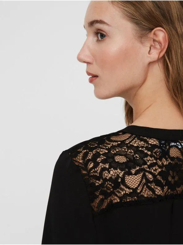 Top de manga larga y espalda de encaje