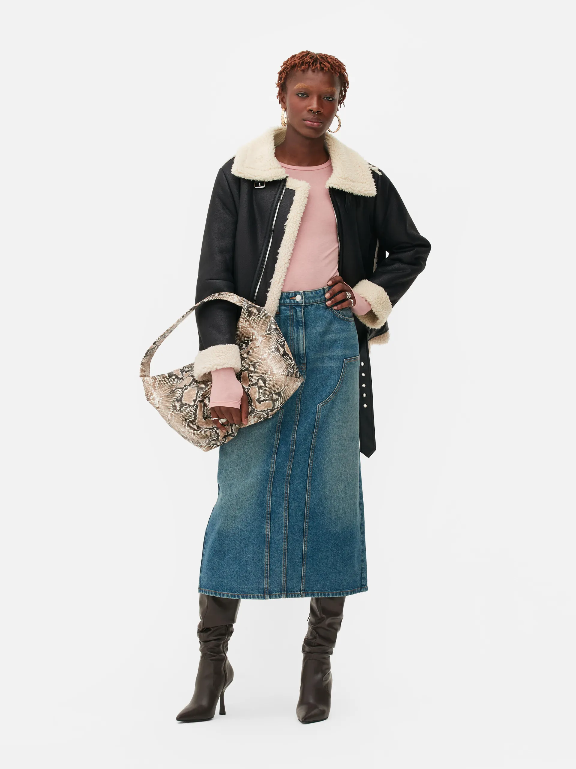 „Rita Ora“ Kunstlederjacke mit Fleecefutter