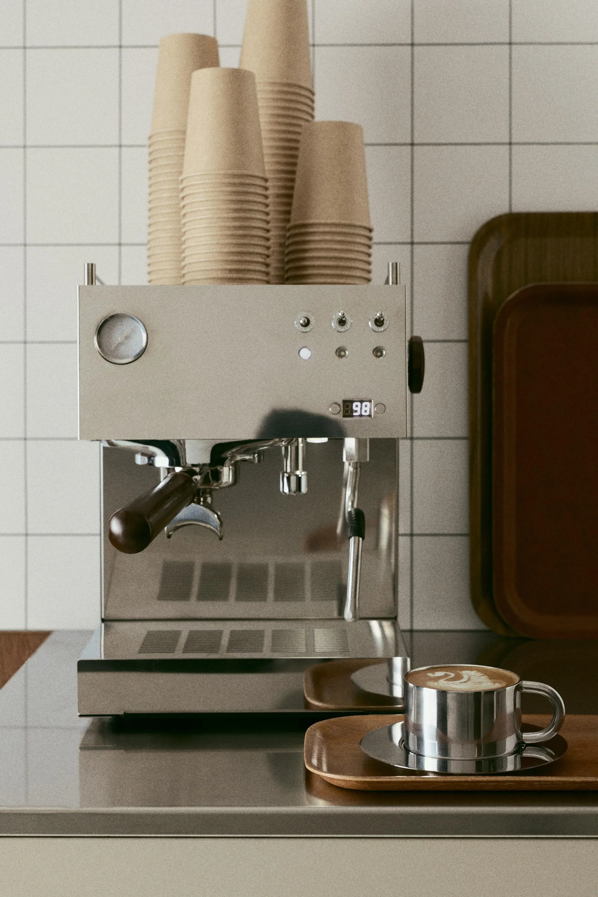 Taza y platillo de acero inoxidable