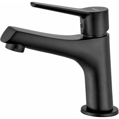 Grifo mezclador para lavabo, grifo monomando para baño, grifo mezclador de carrete de cerámica de bajo ruido, grifo para lavar a mano con aireador de ahorro de agua, negro