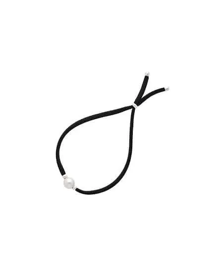 Pulsera elástica ajustable Sifnos negra con perla