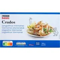 Langostino crudo 35/42 EROSKI basic, caja 700 g