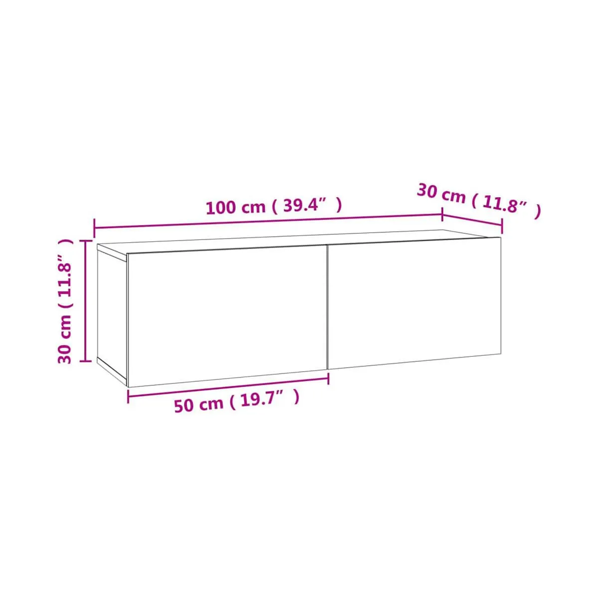 Mueble de TV Azyal flotante 2 puertas abatibles 30x100x30 cm