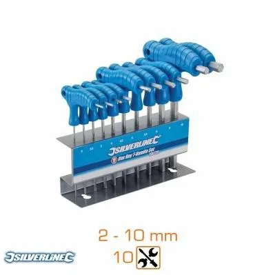 Maletín de 10 llaves macho con mango en T - 2 a 10 mm