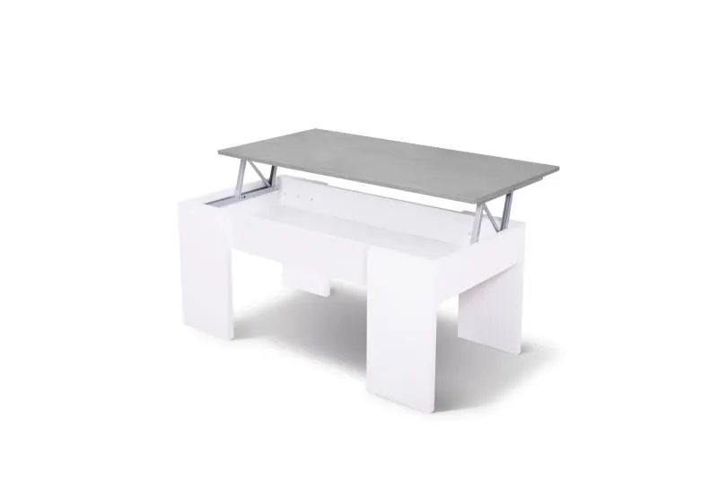 Mesa centro Elevable GALA Cemento y Blanco