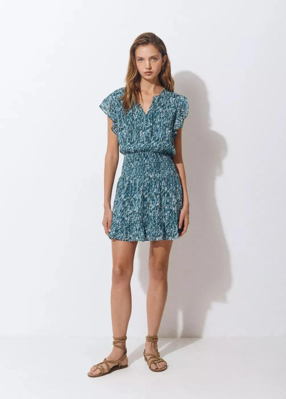 Vestido smock cintura estampado