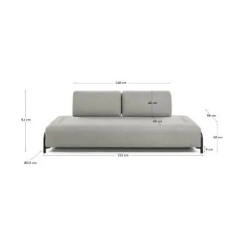 Módulo Compo 3 plazas beige grisáceo 232 cm