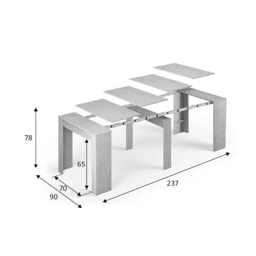 Mesa extensible multiposición color cemento de melamina 004580L