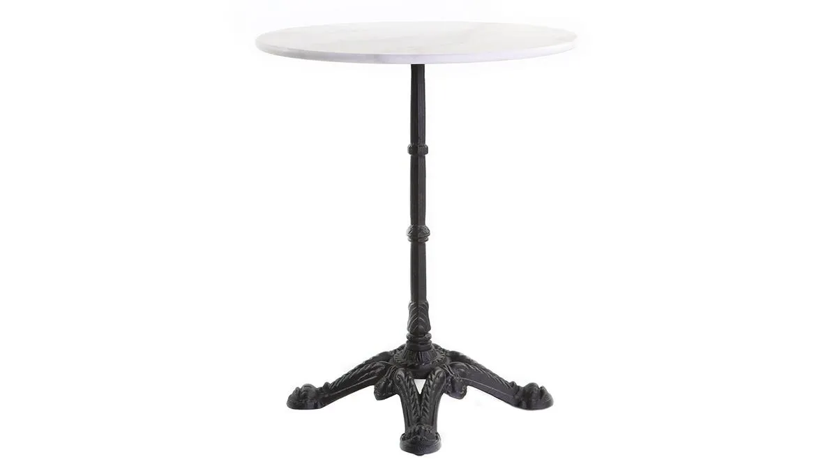 Mesa de bar mármol blanco y metal negro CONTY