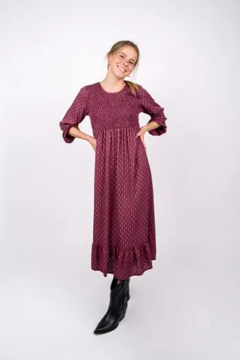 VESTIDO MARY ROMBOS GRANATE