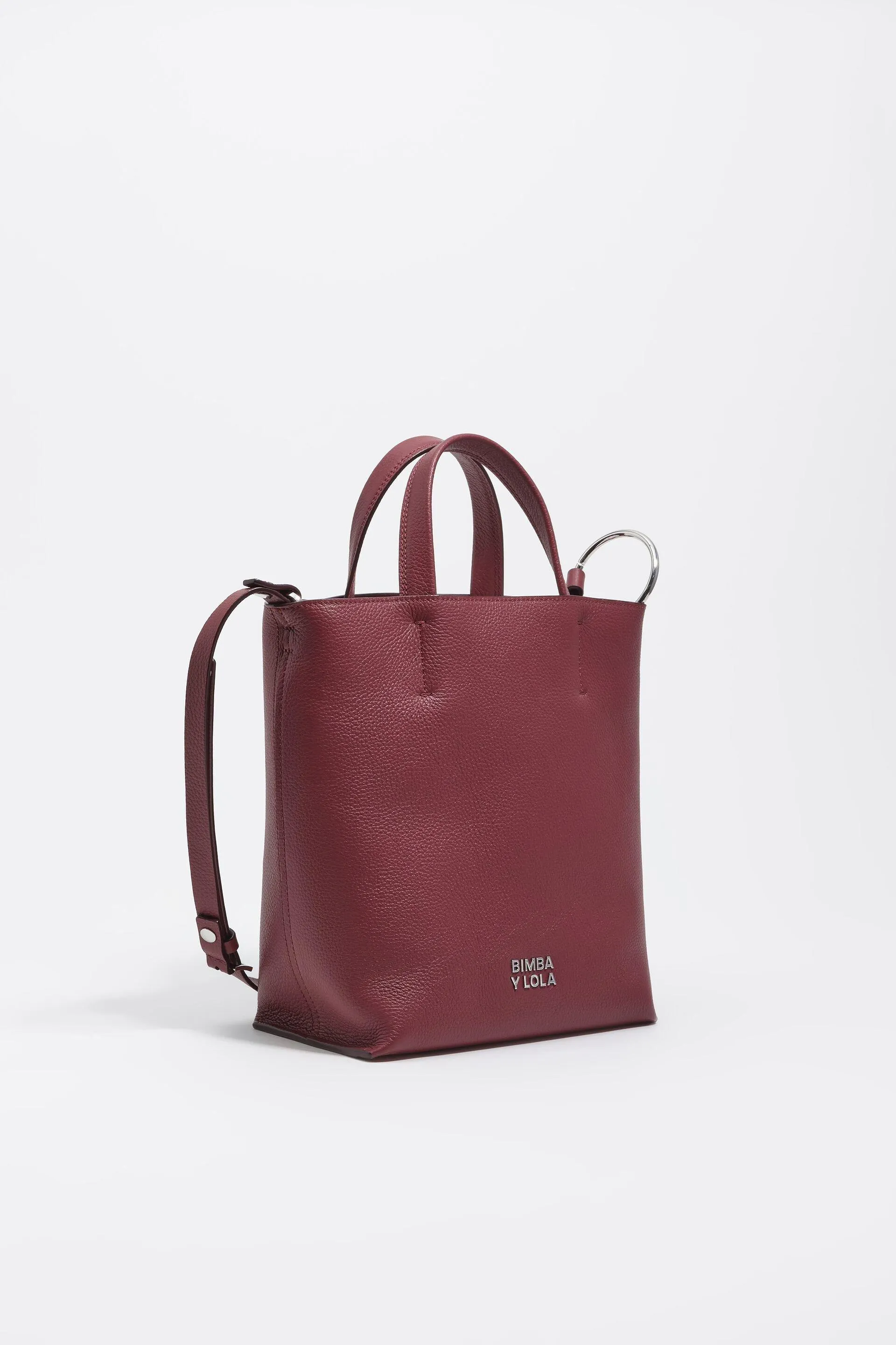 Bolso shopper mediano piel burdeos