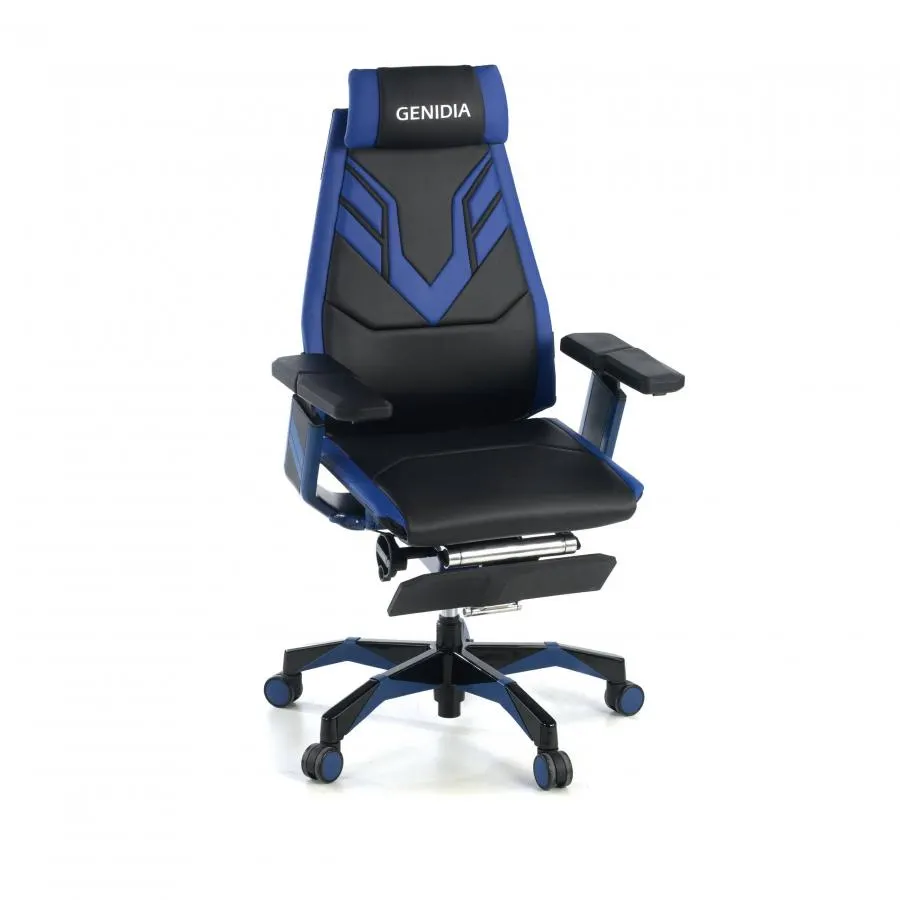 Silla Gaming Genidia, profesional, Gran calidad, brazos 5D - Azul