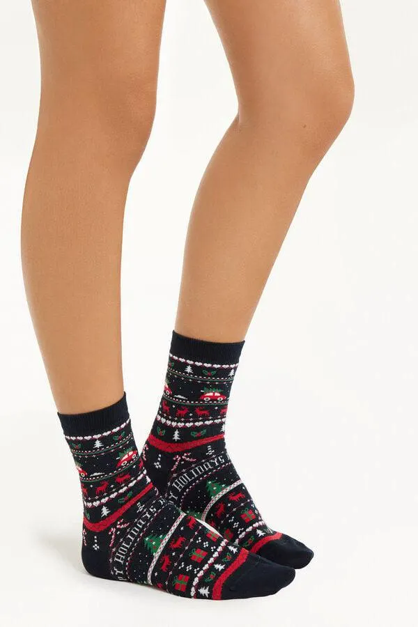 Calcetines Cortos de Algodón con Motivo para Mujer