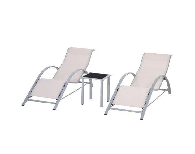 Set 2 tumbonas jardín 59x169x66 cm metal, textilene color beige Outsunny