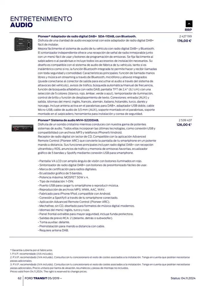 Catálogo de Ford de accesorios Transit Van 13 de noviembre al 13 de noviembre 2025 - Página 62