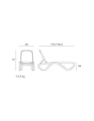 Tumbona de jardín Omega Nardi Antracita Tórtora