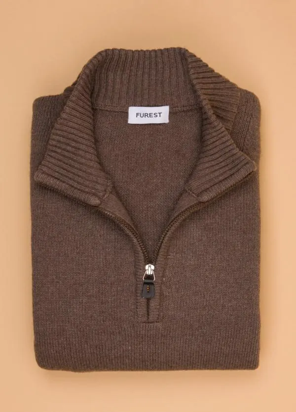 Jersey FUREST COLECCIÓN cuello zip color marrón
