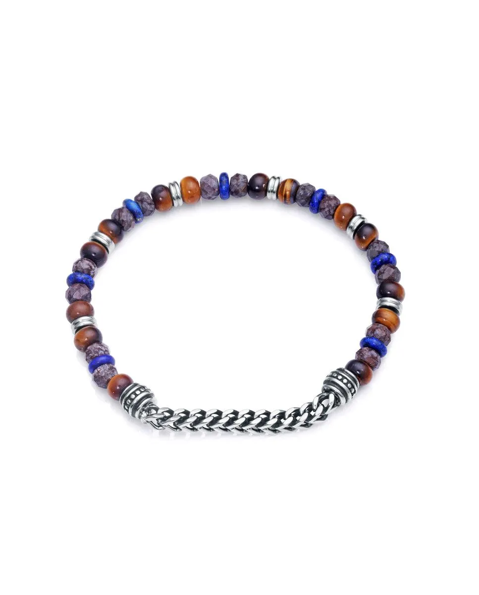 Pulsera Air de acero con piedras naturales de colores y cadena de acero