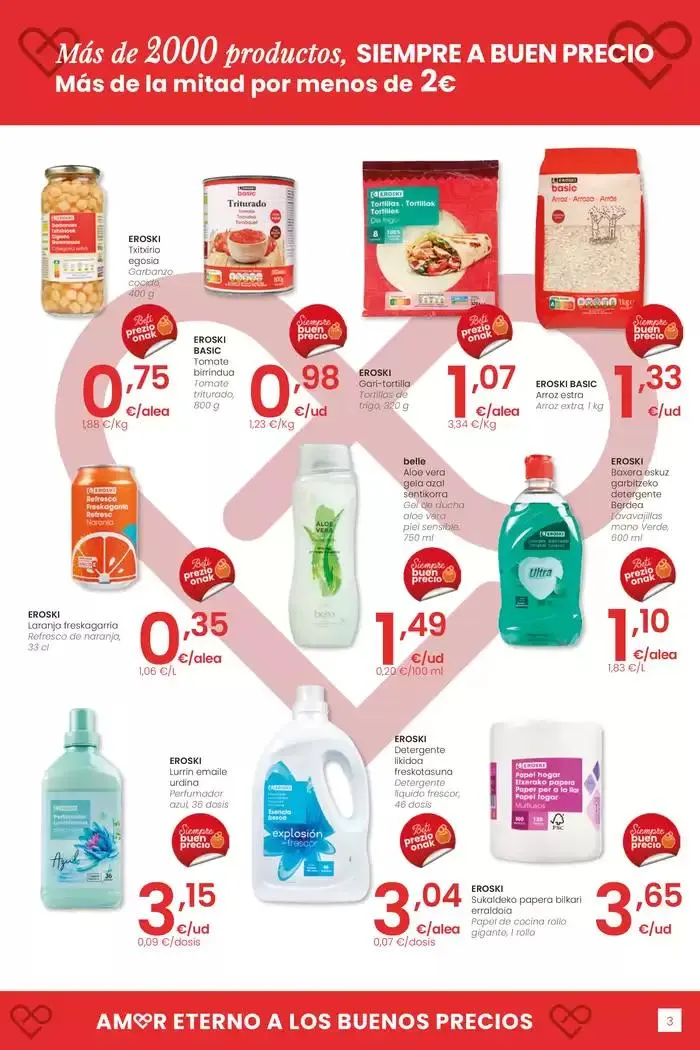 Catálogo de 2000 produktu baino gehiago, BETI PREZIO ONEAN EROSKI CENTER 16 de enero al 28 de enero 2025 - Página 3