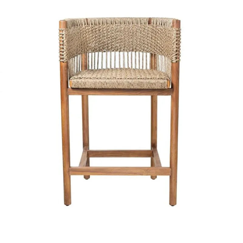 High outdoor stool teak and rope, Viva