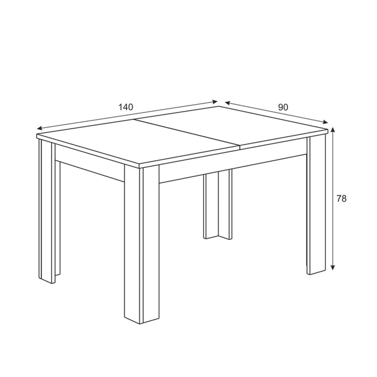 Mesa de comedor Practico extensible 78x140x90 cm