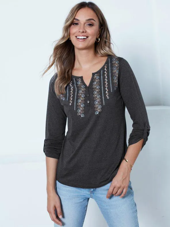 Camiseta manga larga regulable con estampado