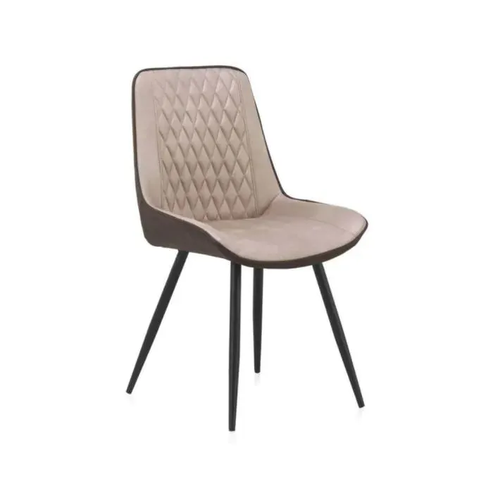 Silla tapizada en microfibra color beige combinado con marrón chocolate GABAR VIVE modelo 8386