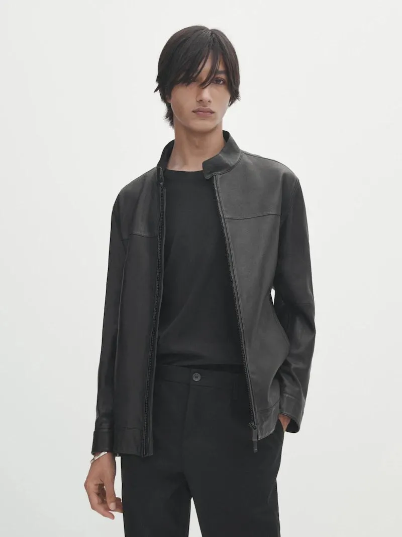 Cazadora piel napa negra