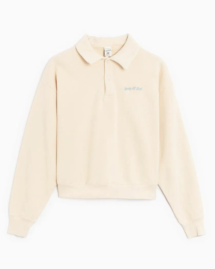 Sporty & Rich Embroidered Italic Logo Women's Polo