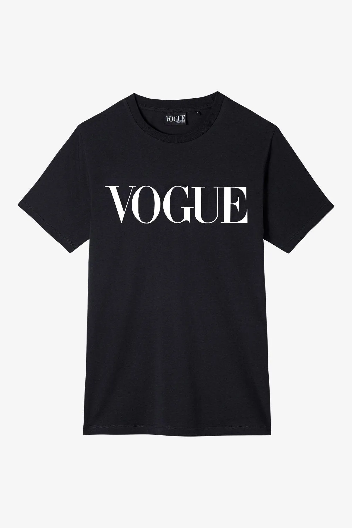 Camiseta VOGUE negra logo blanco impreso