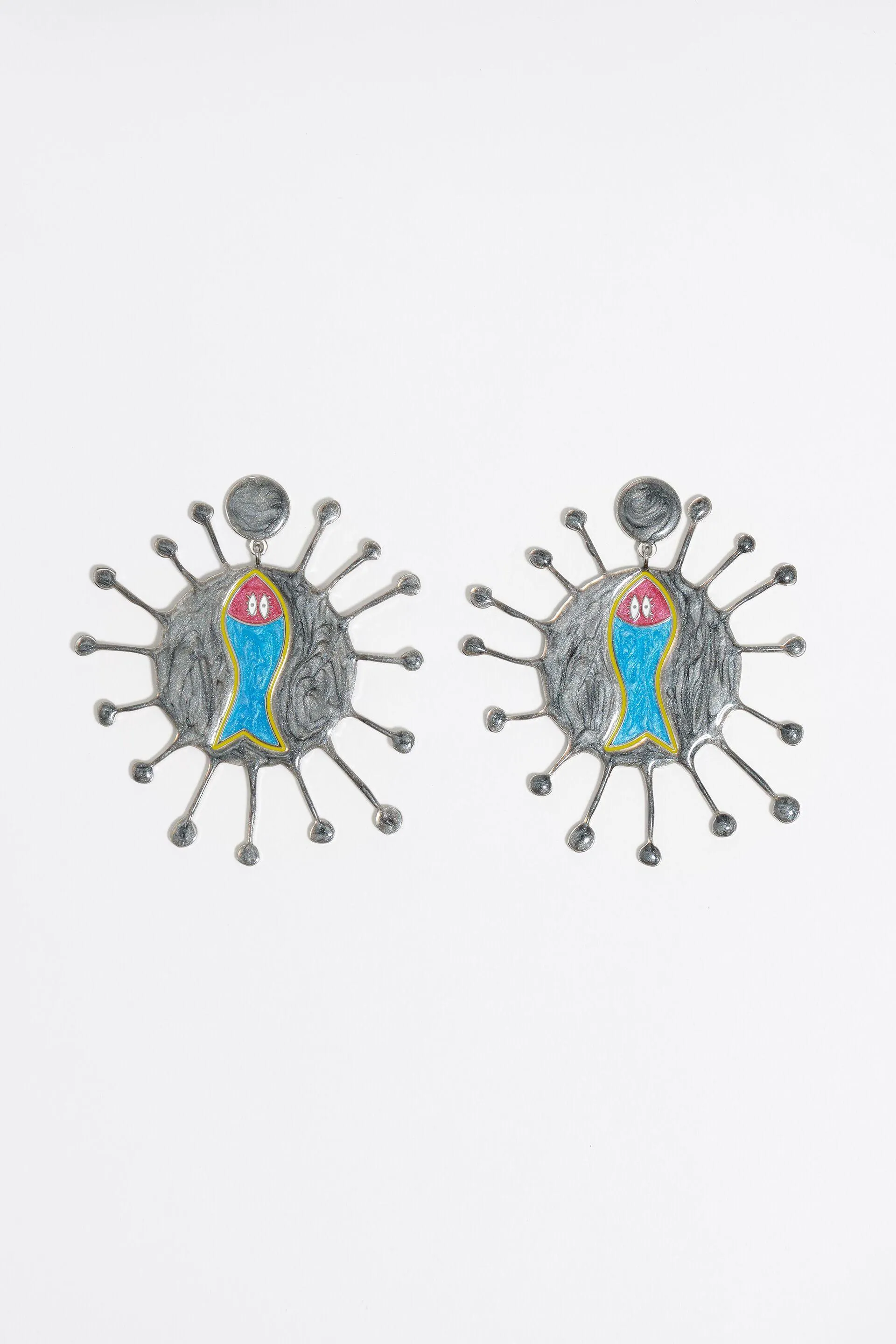 Pendientes pez esmaltado multicolor