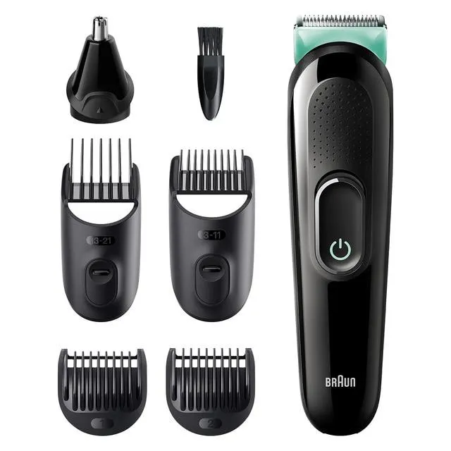 Recortadora de barba y cortapelos Braun MGK3321 kit 6 en 1 recargable