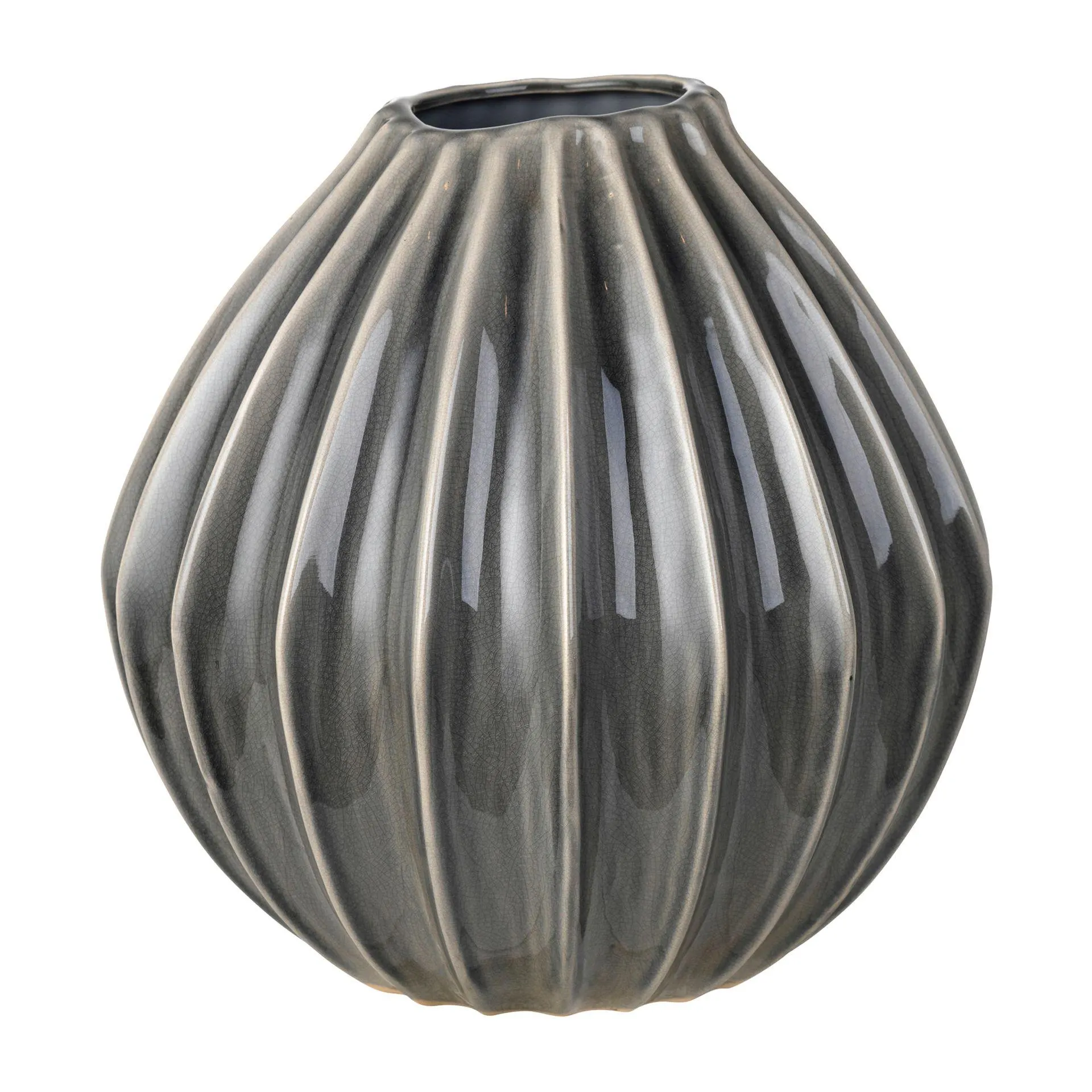 Wide vase smoked pearl 30 cm