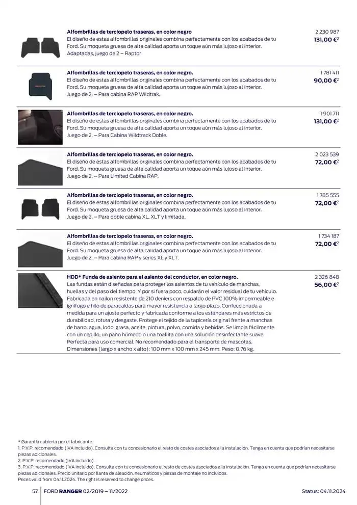 Catálogo de Ford de accesorios Ford Ranger 13 de noviembre al 13 de noviembre 2025 - Página 57