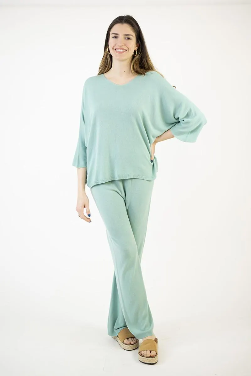 Jersey punto verde agua