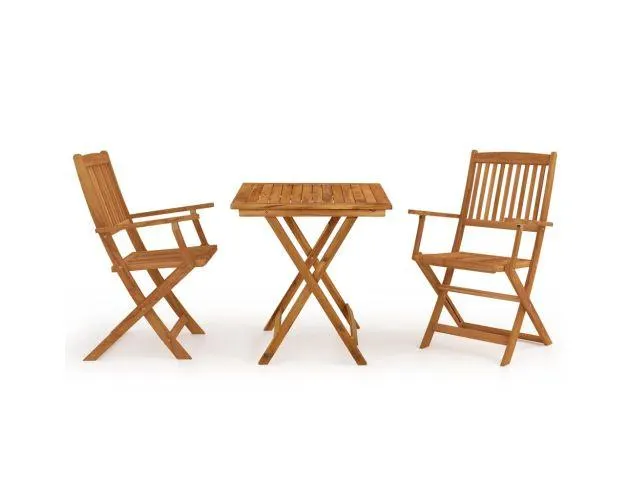 vidaXL comedor de jardín plegable 3 piezas madera maciza de acacia