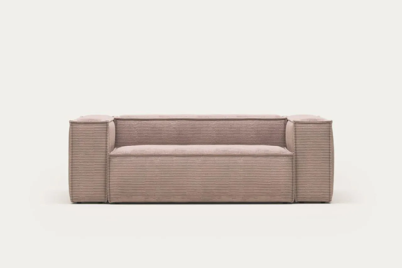 Sofá Blok 2 plazas pana gruesa rosa 210 cm