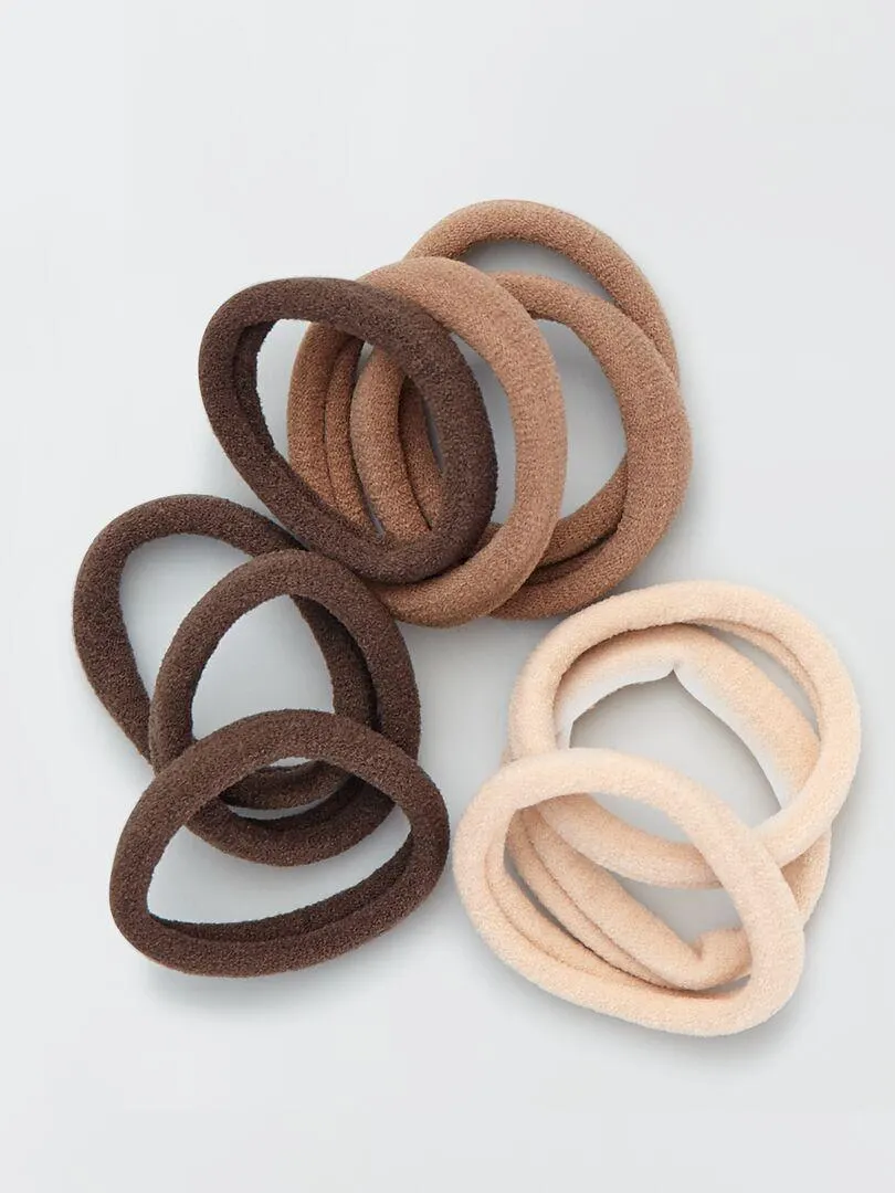 Pack de 10 gomas para el pelo - beige