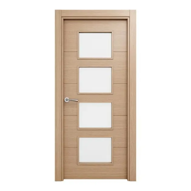 Puerta de Interior maciza lacada Garban roble miel acristalada 72,5cm derecha Geom