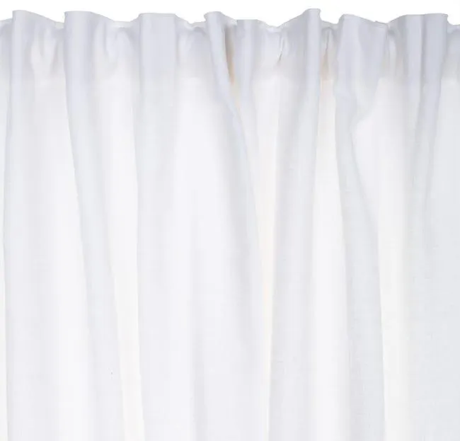 Cortina cinta fruncida, trabilla Alma lino liso nieve de 200x280cm