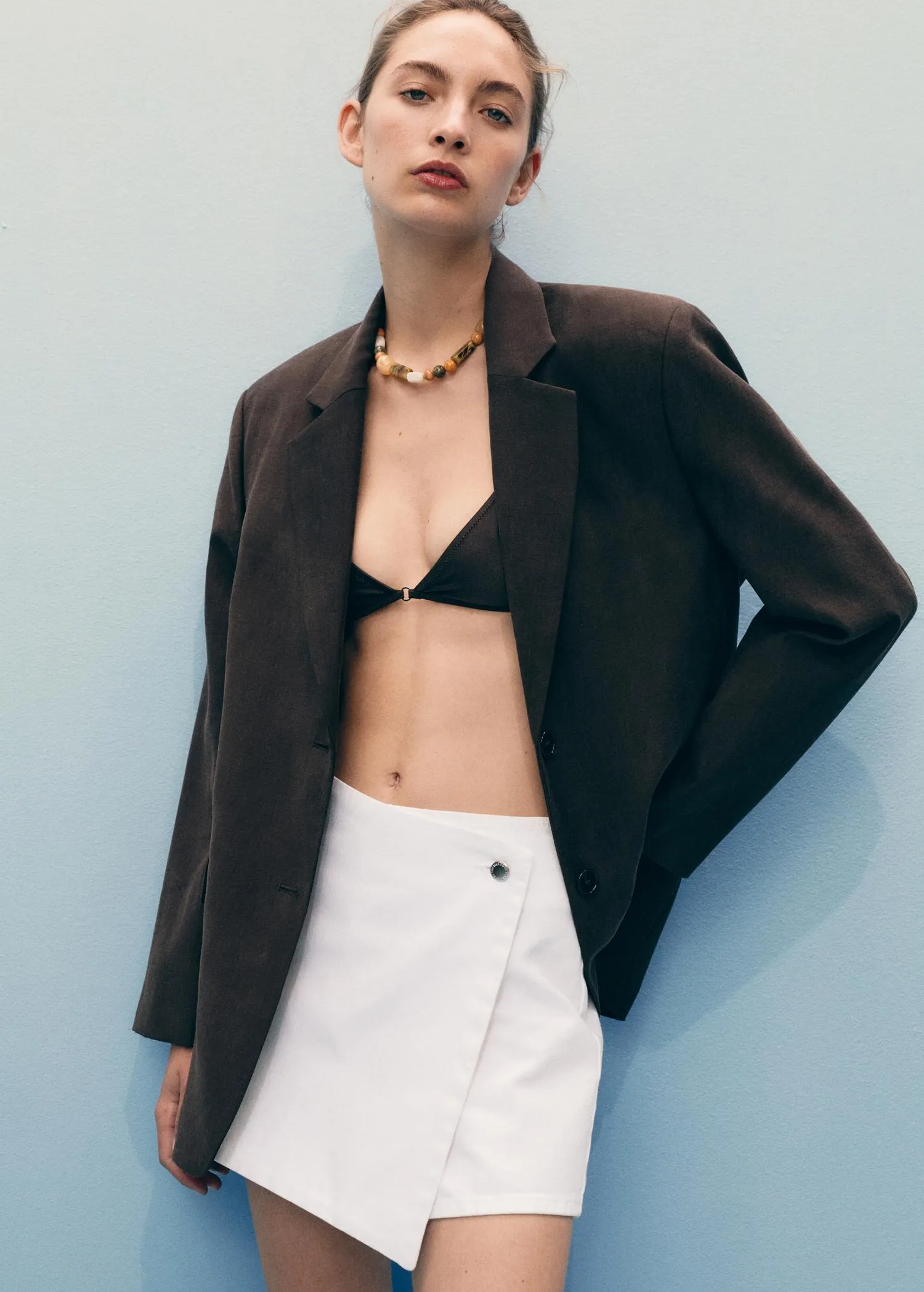 Falda pantalón denim cruzada