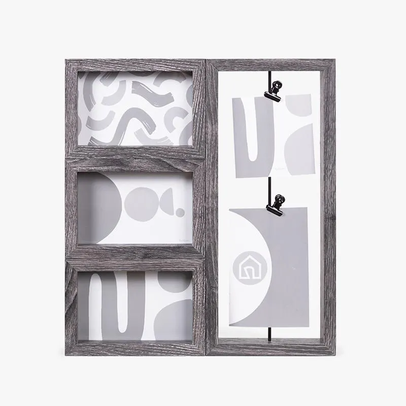 PORTAFOTOS MÚLTIPLE MADERA COLOR OSCURO MOD 1