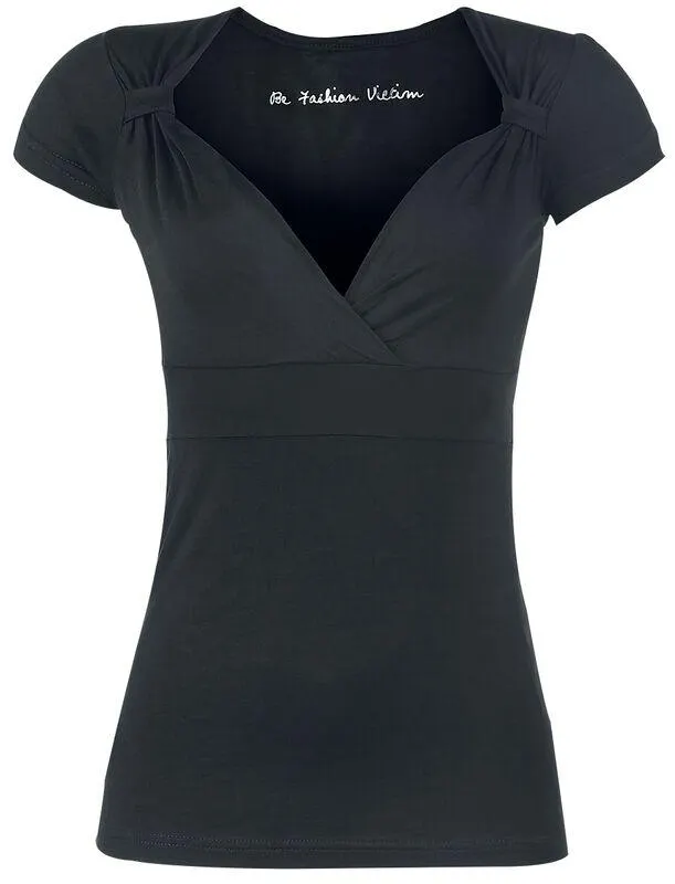 "Fashion V-Top" Camiseta Negro de Black Premium by EMP