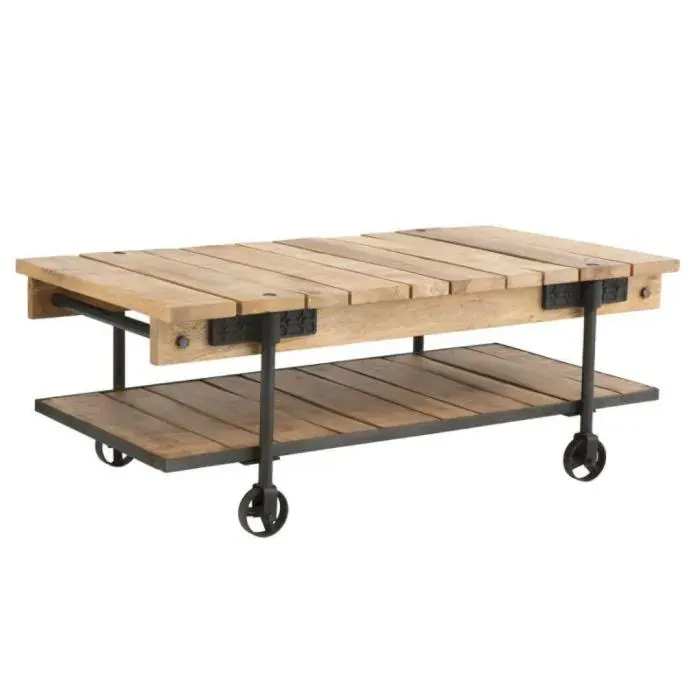 Mesa de Centro de Madera con Ruedas SAMAR